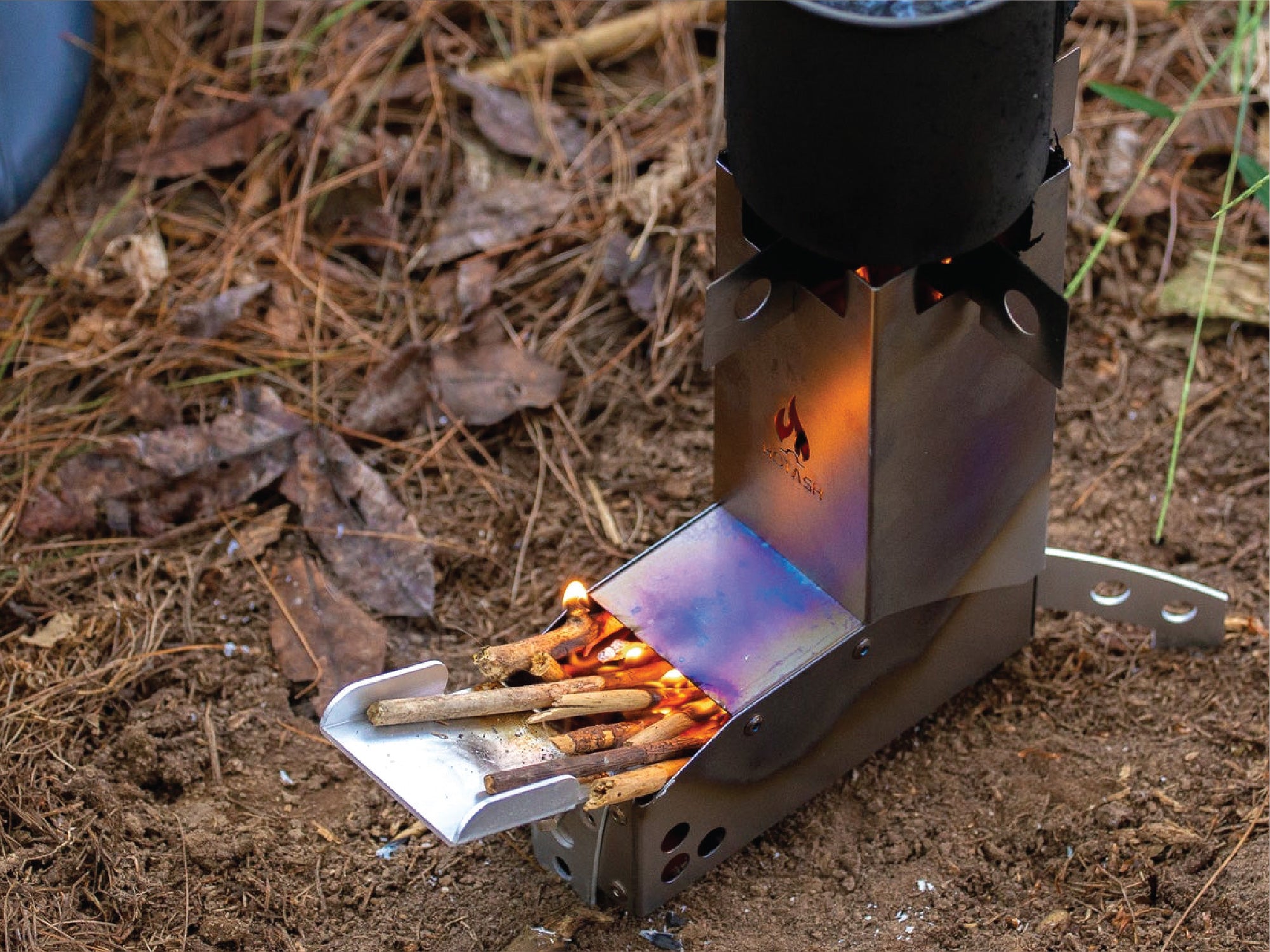Cooking on the Hot Ash Rocket Stove outdoors