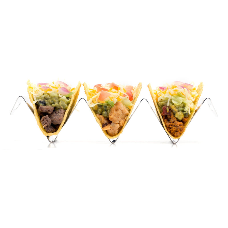 Hot Ash Stainless Steel Taco Stand holds 3 tacos