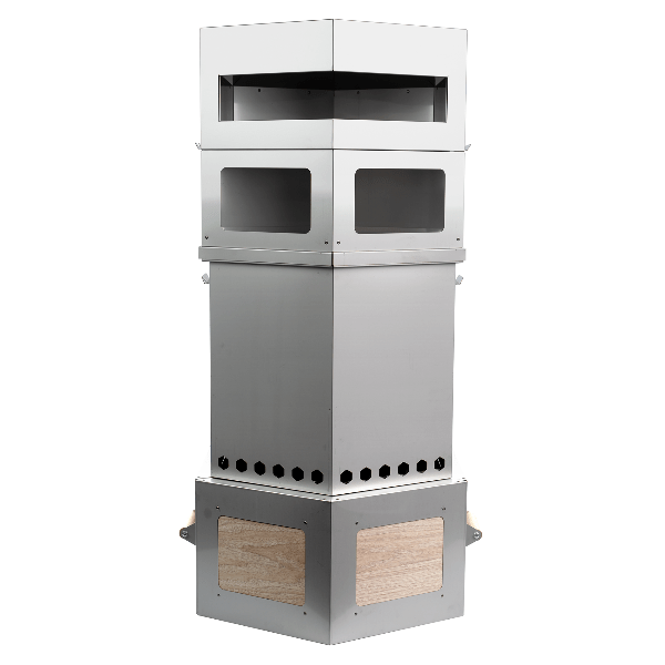 Stainless steel Rambler 3-in-1 showing grill and oven modules in stacked configuration